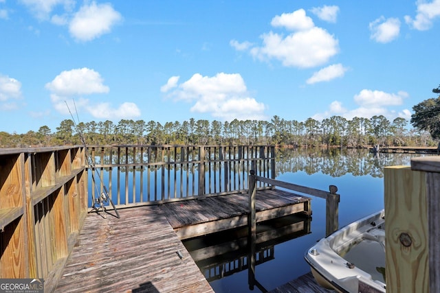 dock area featuring a water view