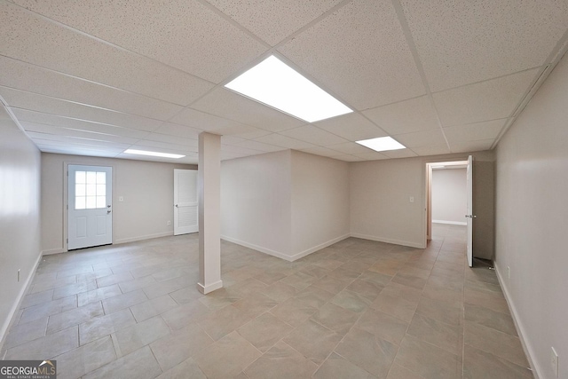 basement with a drop ceiling