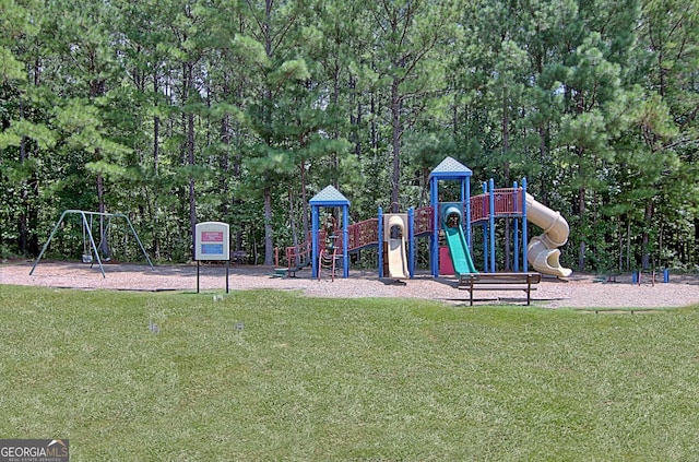 view of play area featuring a yard