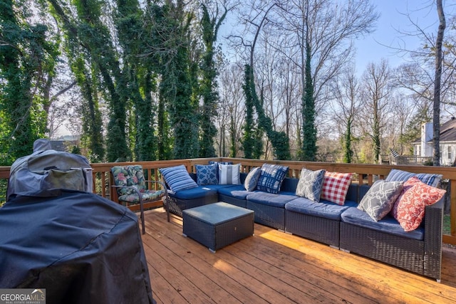 deck featuring an outdoor hangout area