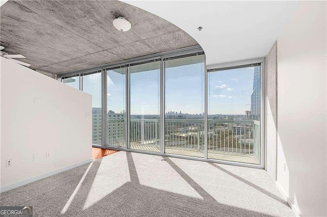 carpeted empty room with a wealth of natural light and floor to ceiling windows