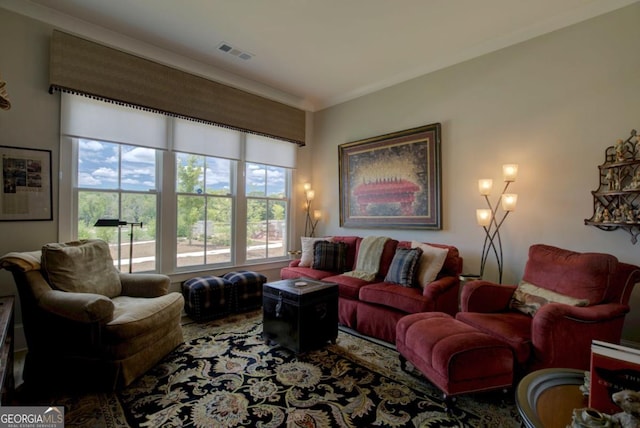 living area with visible vents