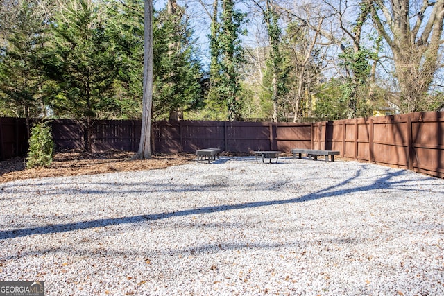 view of yard featuring a fenced backyard