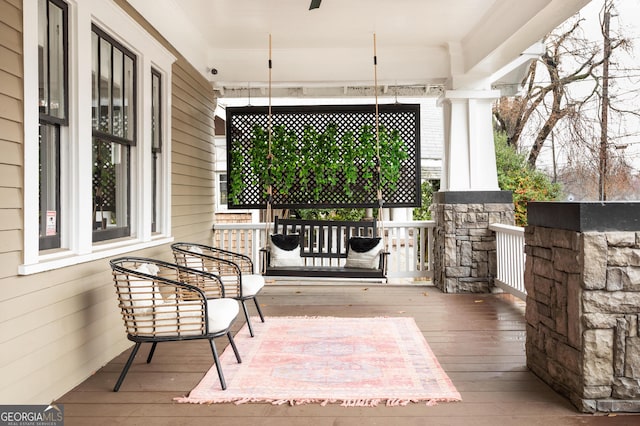 wooden deck with a porch