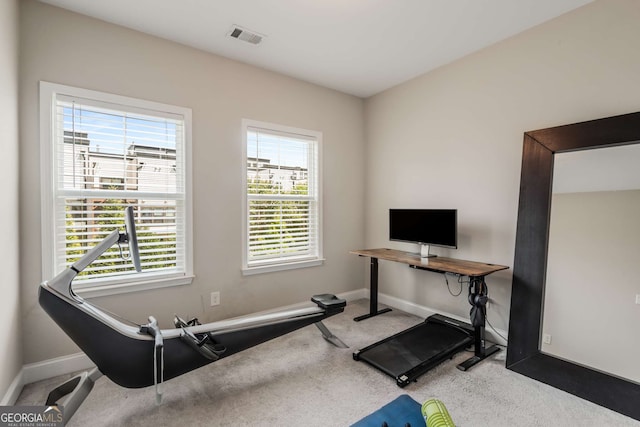 workout room with carpet