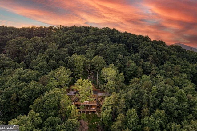 view of aerial view at dusk