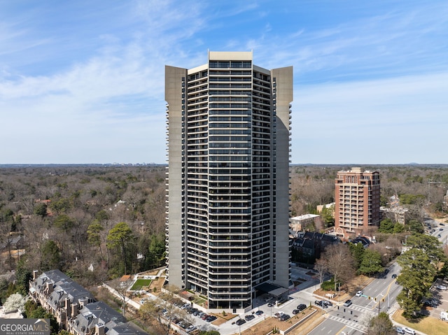 view of building exterior featuring a city view