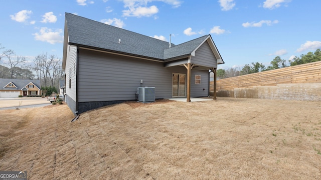 back of house featuring a patio and central AC unit