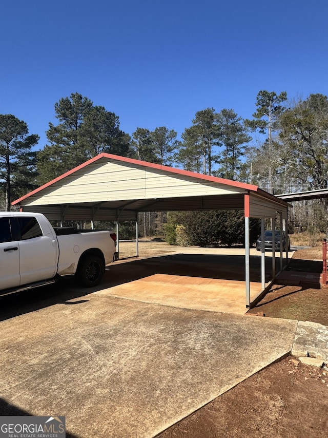 view of parking with a carport