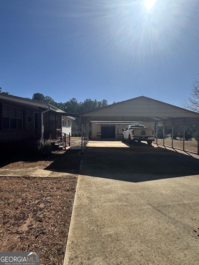 view of yard featuring a garage