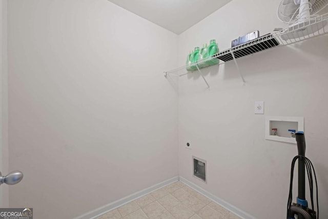 laundry area with electric dryer hookup and washer hookup