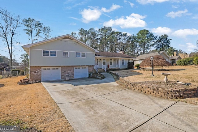 split level home with a garage