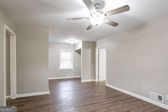 3234 Bluebird Ln, Decatur, GA 30032 - spare room with dark hardwood / wood-style flooring and ceiling fan