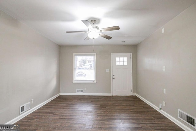 3234 Bluebird Ln, Decatur, GA 30032 - foyer with dark wood-type flooring and ceiling fan