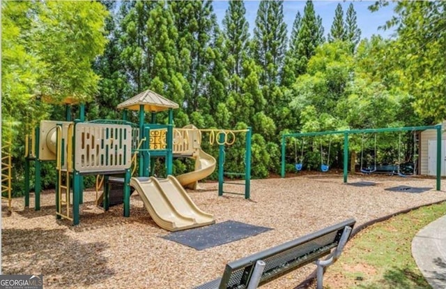 view of community jungle gym