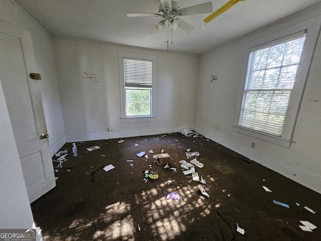 spare room featuring ceiling fan