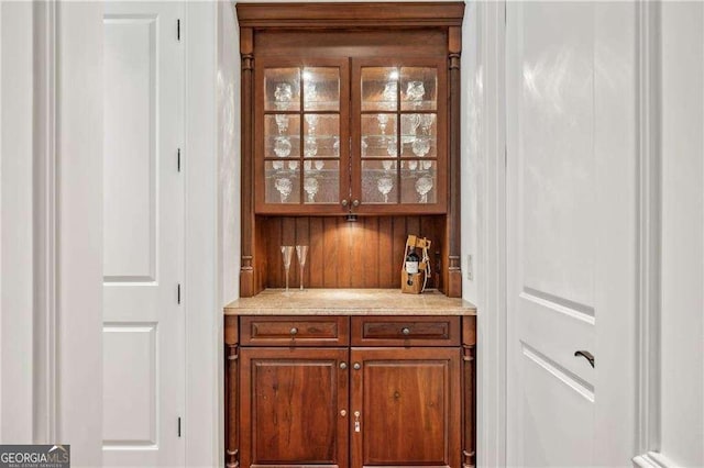 bar featuring light stone counters