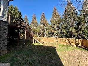 view of yard featuring a deck