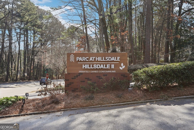 view of community sign