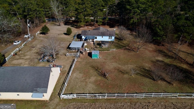 bird's eye view with a rural view