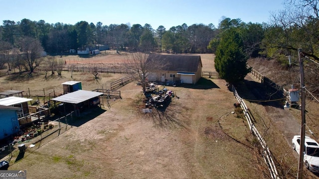 aerial view with a rural view