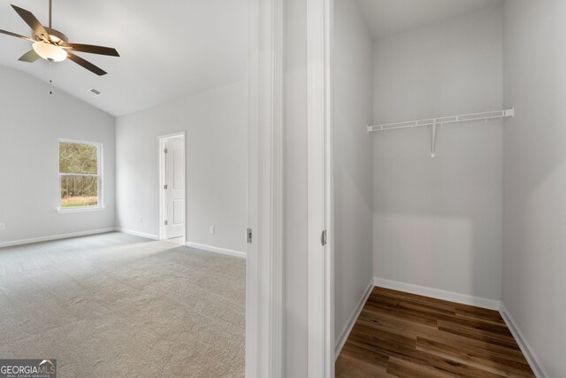 25 Patterson Dr, Franklin, GA 30217 - spacious closet with ceiling fan and vaulted ceiling