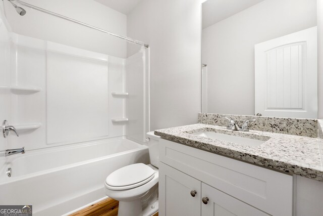25 Patterson Dr, Franklin, GA 30217 - bathroom featuring toilet, bathtub / shower combination, and vanity