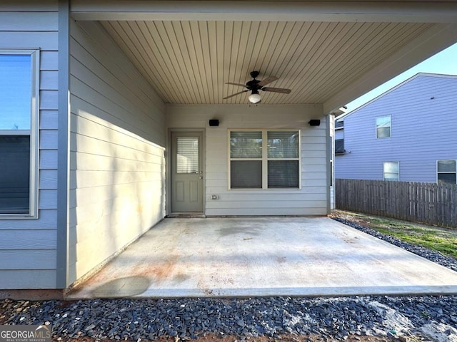 view of patio / terrace with ceiling fan