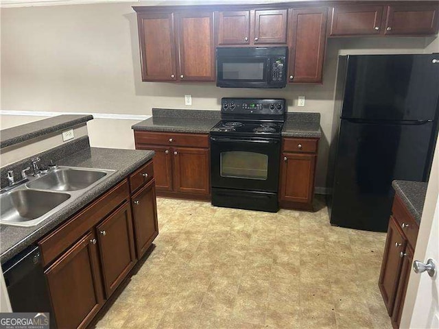 kitchen featuring sink and black appliances