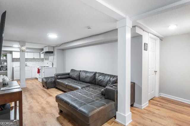 living room with light wood-type flooring