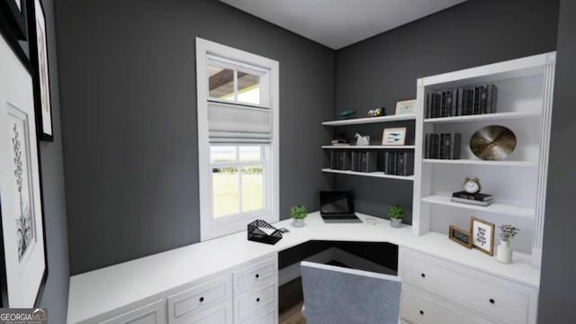 home office featuring built in desk