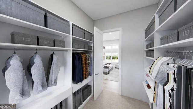 mudroom with light colored carpet