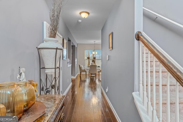 hall featuring dark hardwood / wood-style flooring