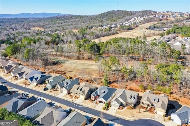 bird's eye view featuring a mountain view