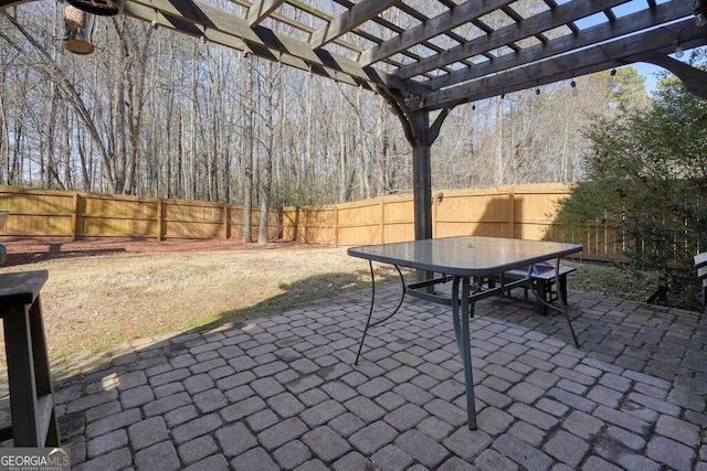 view of patio with a pergola