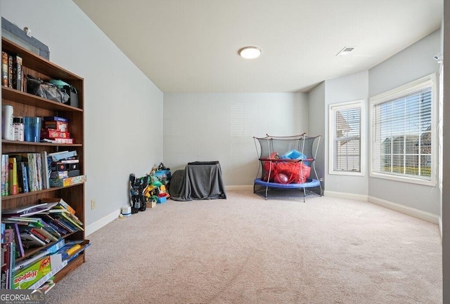 game room featuring carpet flooring