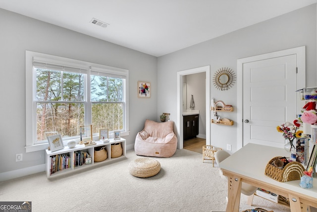 sitting room with carpet