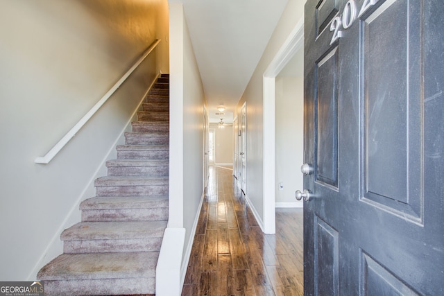 entrance foyer with dark hardwood / wood-style floors