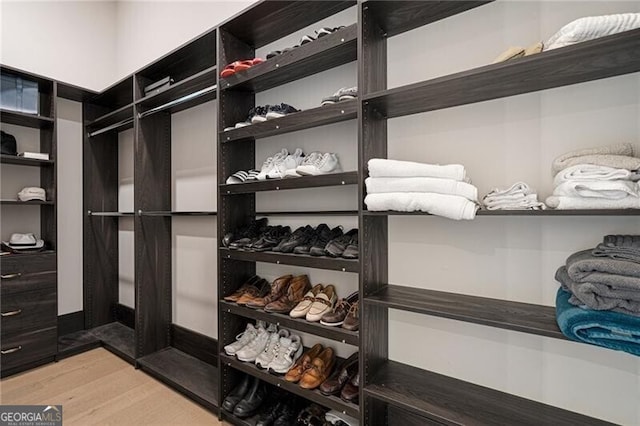 spacious closet with hardwood / wood-style floors