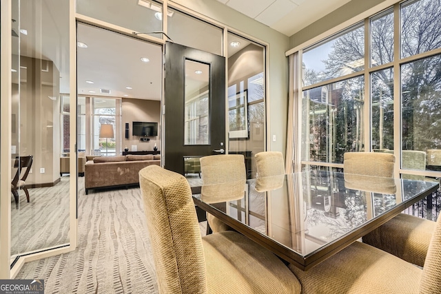 dining area with carpet floors