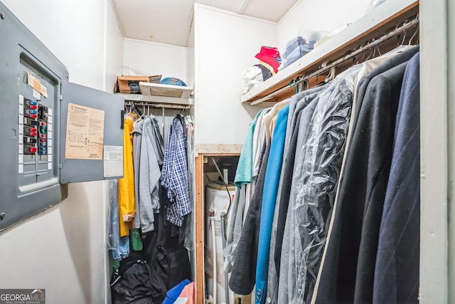 spacious closet featuring electric panel