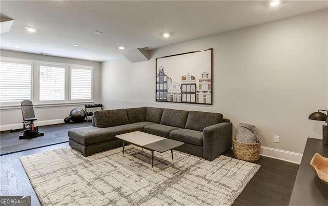 living room featuring hardwood / wood-style flooring