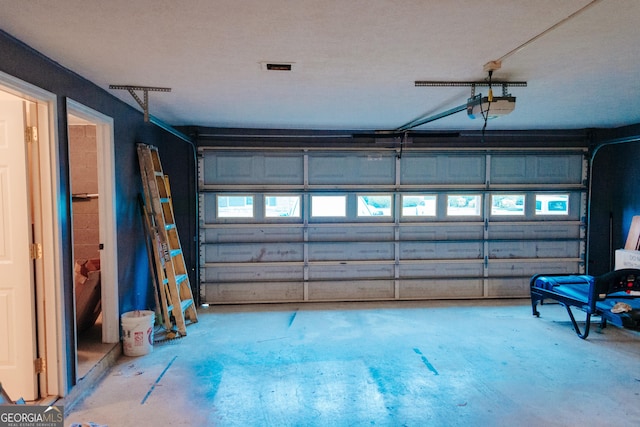 garage with a garage door opener