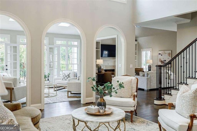 living room featuring dark hardwood / wood-style flooring