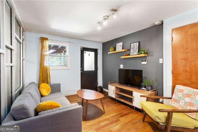 living room featuring light wood-type flooring