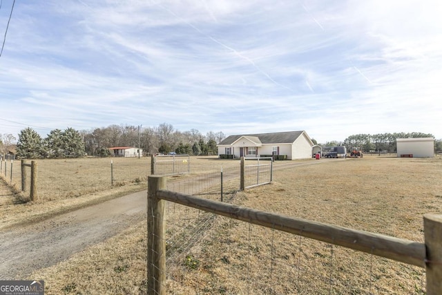 exterior space featuring a rural view