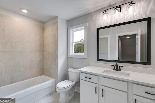 662 Lake Circle Rd, Buchanan, GA 30113 - full bath featuring toilet, baseboards, vanity, and tile patterned flooring