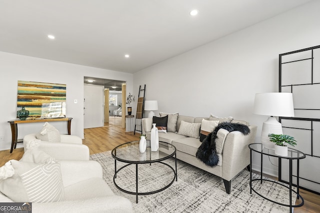 living room featuring light hardwood / wood-style floors