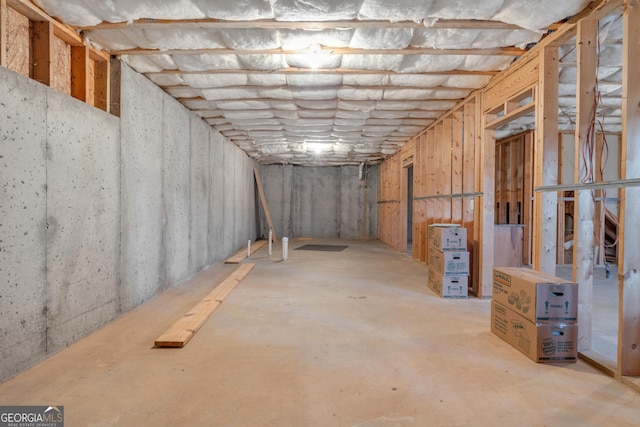 view of unfinished basement