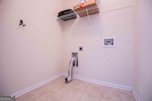 washroom featuring electric dryer hookup and hookup for a washing machine